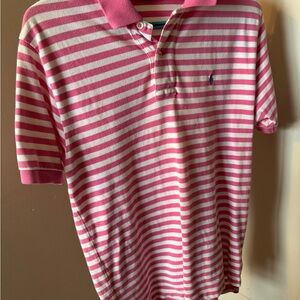 Ralph Lauren Pink and White Striped Polo